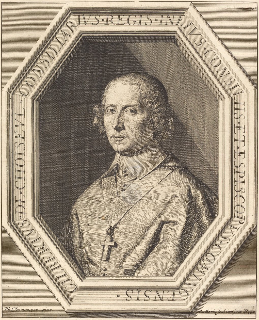 Gilbert de Choiseul du Plessis Praslin av Jean Morin after Philippe de Champaigne