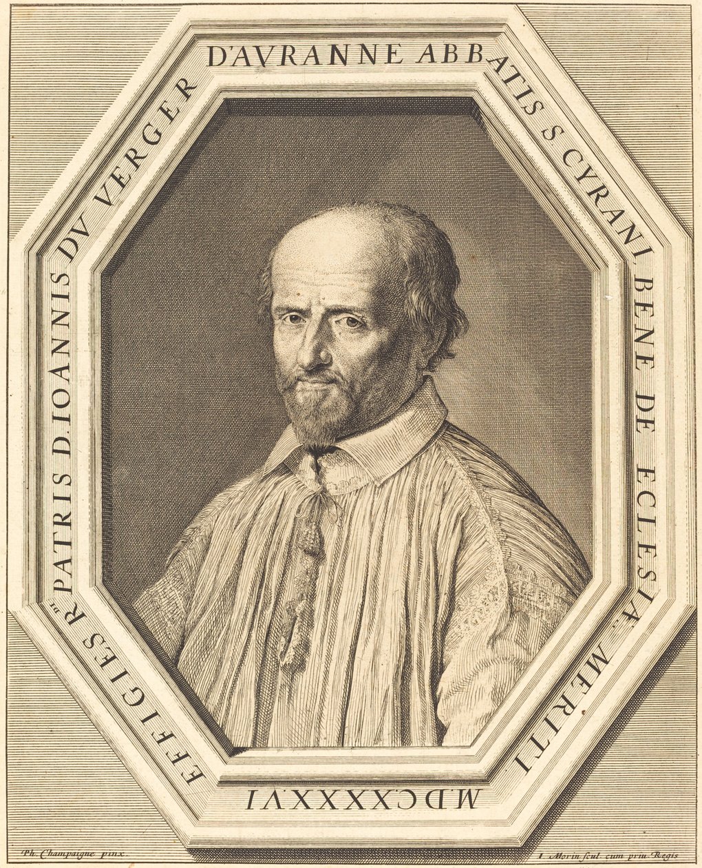 Jean Verger de Hauranne av Jean Morin after Philippe de Champaigne
