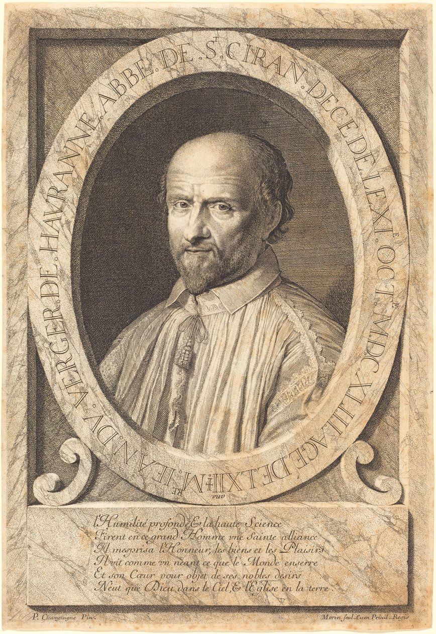 Jean du Verger de Hauranne av Jean Morin after Philippe de Champaigne