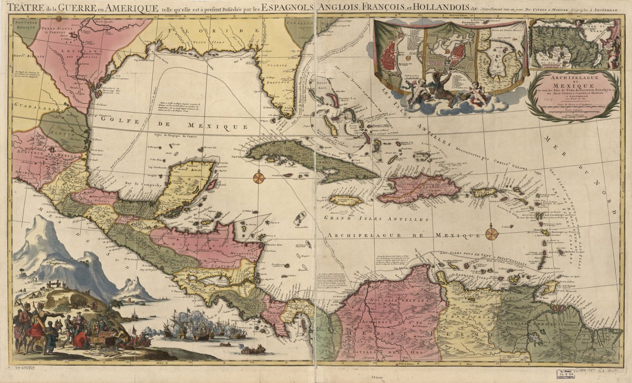 Skjærgården i Mexico hvor er øyene Cuba, Spania, Jamaica osv. av Jean; Mortier Cóvens