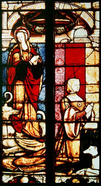 Portrett av giveren, Margaret av Østerrike og hennes skytshelgen, St. Margaret, 1527-29 av Jean Orquois Antoine Noisin