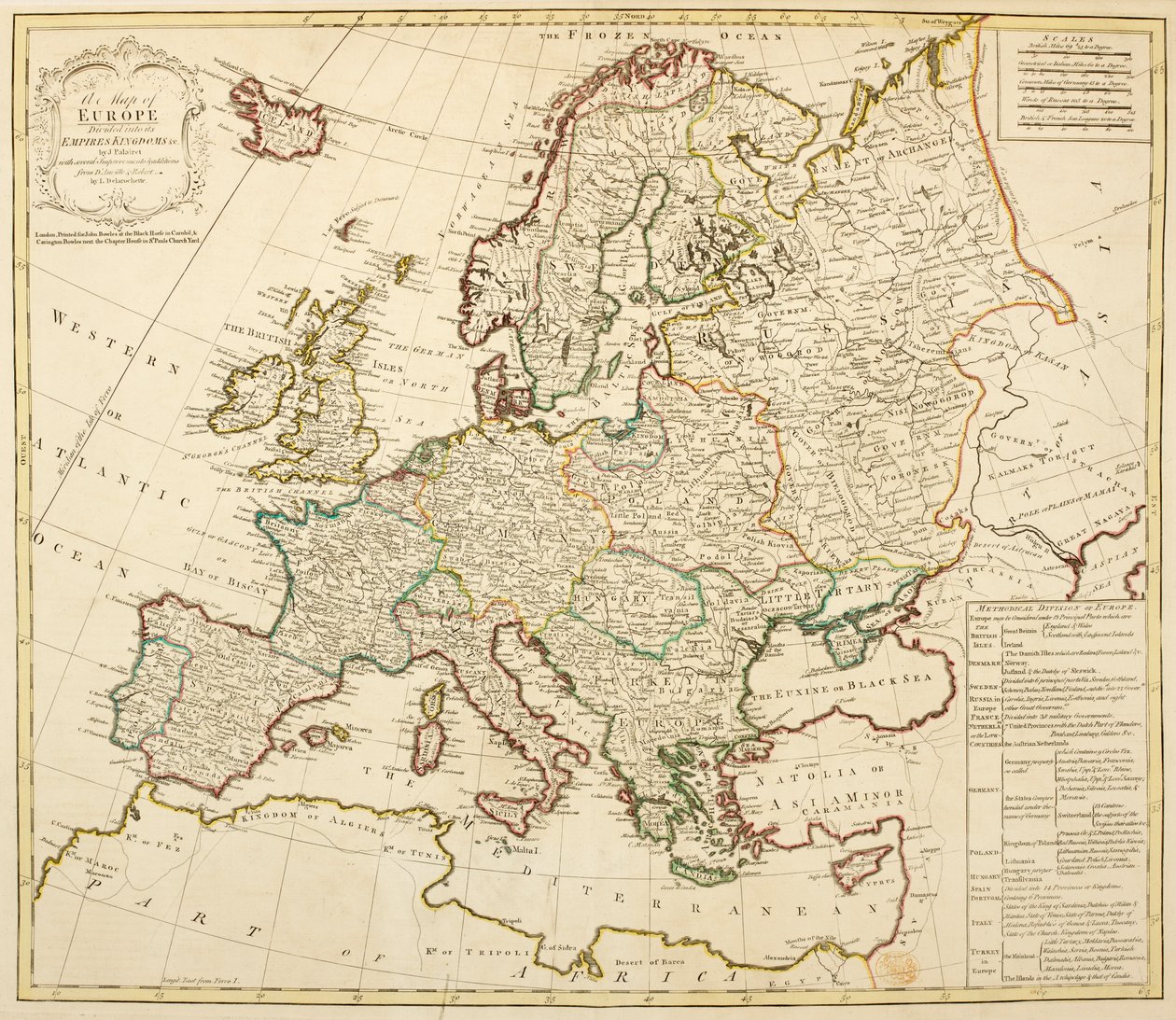 Et kart over Europa, delt inn i dets imperier og kongedømmer, av J. Palairet med flere forbedringer og tillegg fra D