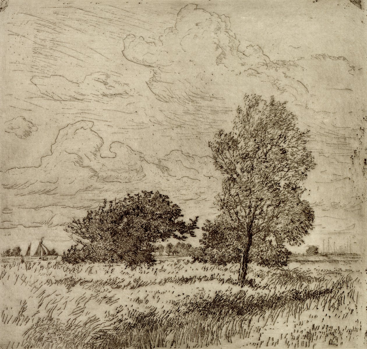 Sommervind, 1904-06 (tørrpunkt) av Jean Paul Kayser