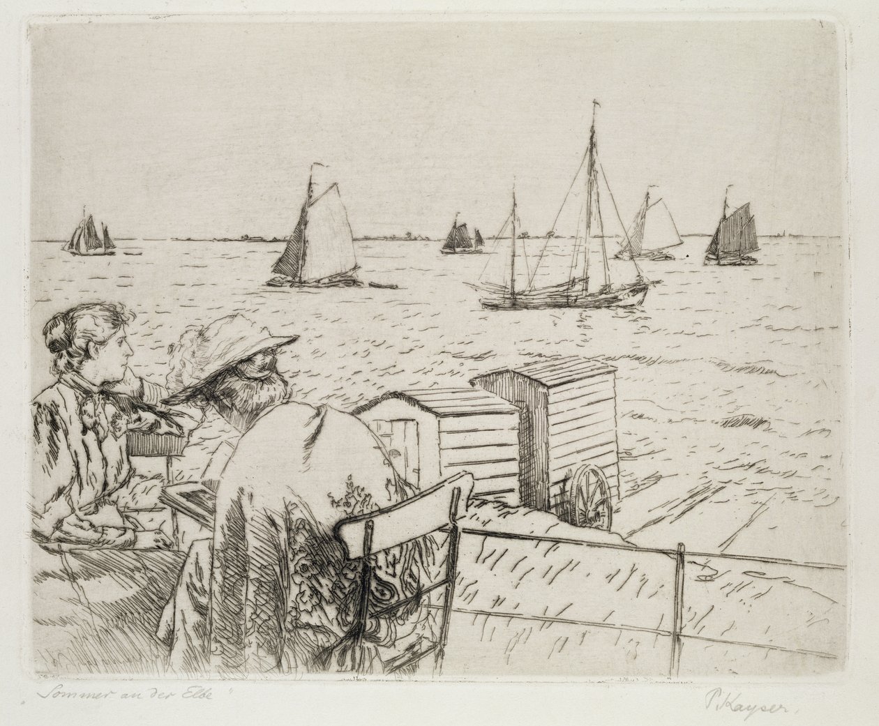 Sommer på Elben (tørrpunkt) av Jean Paul Kayser