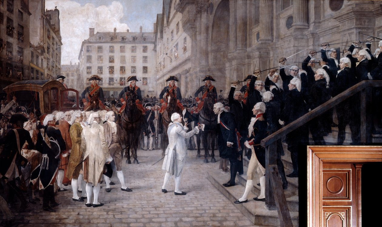 Ludvig XVI mottatt av den nye borgermesteren i Paris, 17. juli 1789, det 19. tidlige 20. århundre av Jean Paul Laurens