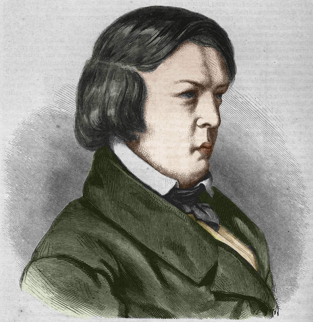 Robert Schumann tysk komponist. Tegning av J.B. Laurens. av Jean Paul Laurens