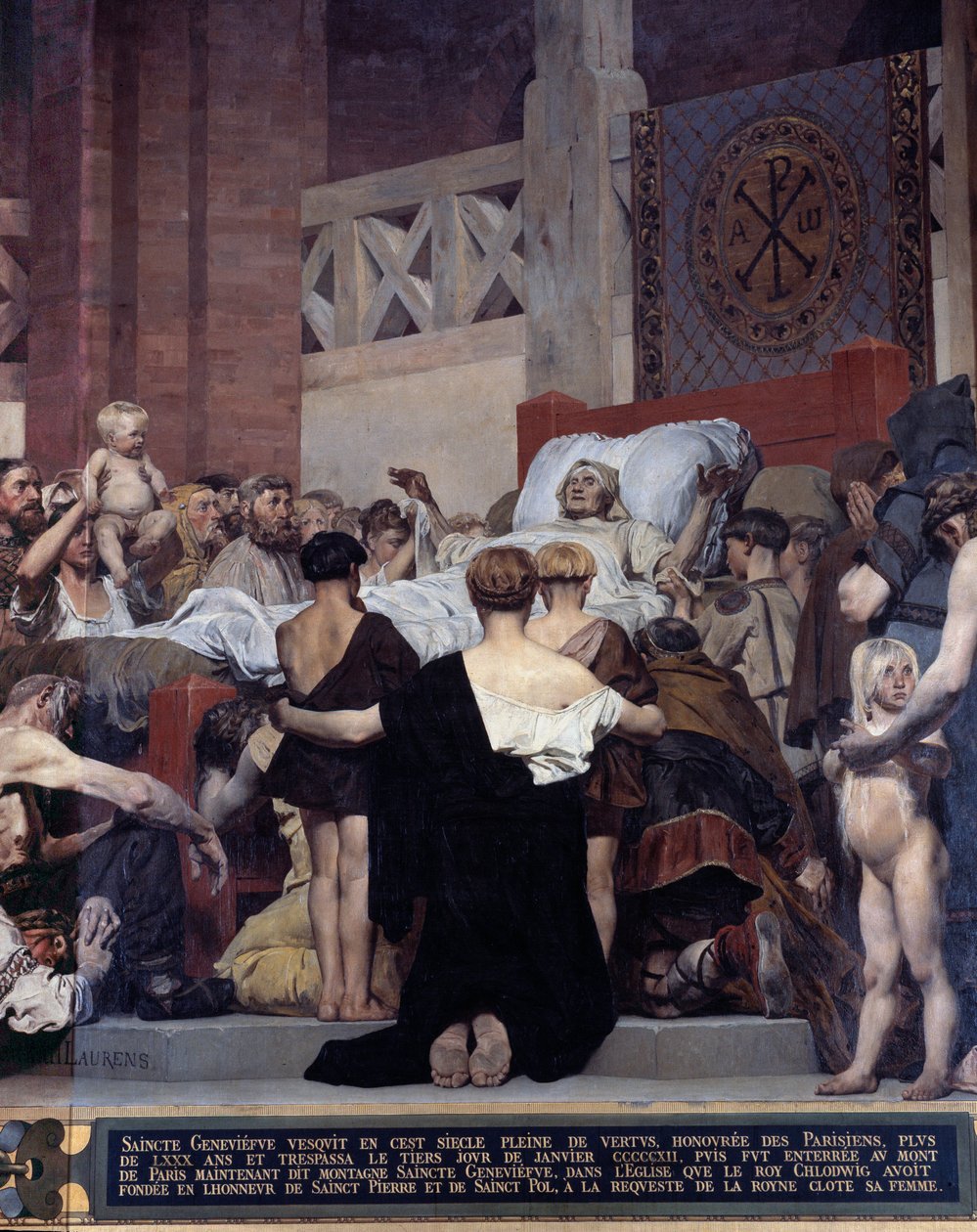 The Death of Saint Genevieve, beskytter av byen Paris Veggmaleri av Jean Paul Laurens (1838-1921) Paris, Pantheon av Jean Paul Laurens