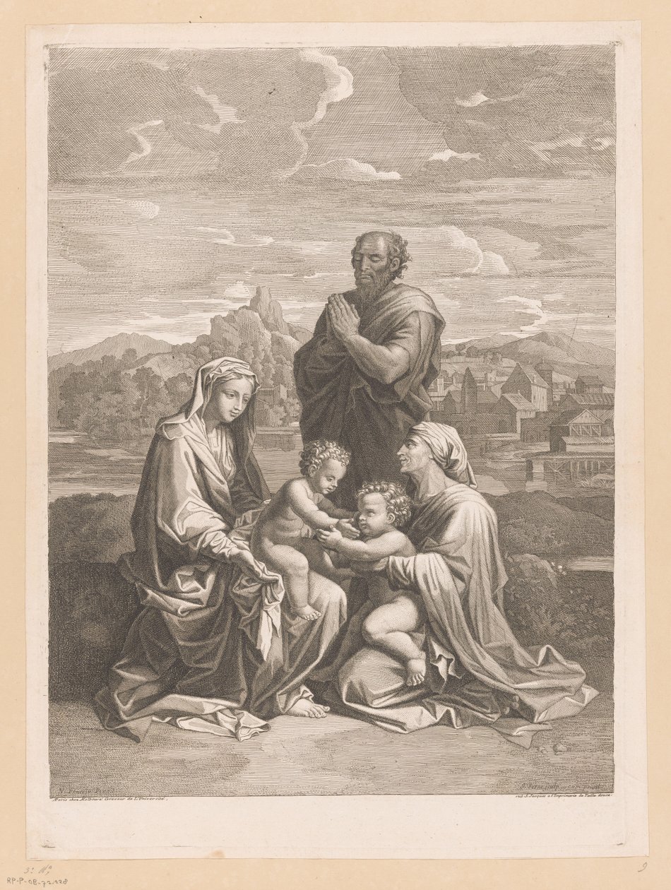 Hellig familie med Elizabeth og døperen Johannes av Jean Pesne