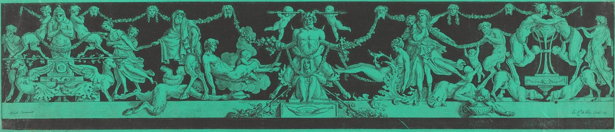 En Bacchanale med egyptiske og klassiske figurer av Jean Philippe Guy le Gentil, Comte de Paroy, after Charles Monnet