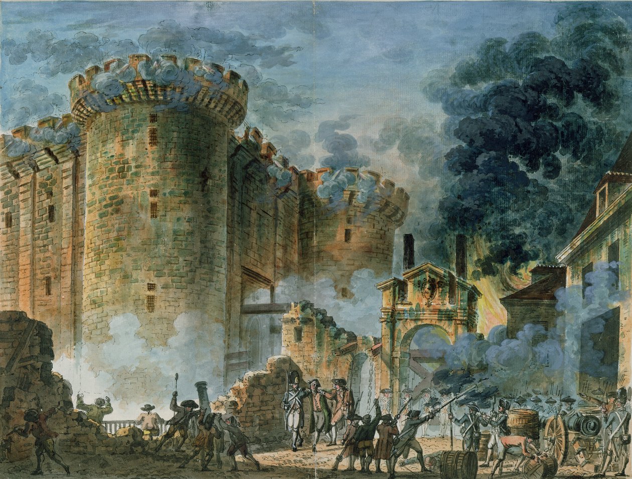 The Take of the Bastille, 14. juli 1789 av Jean Pierre Houel
