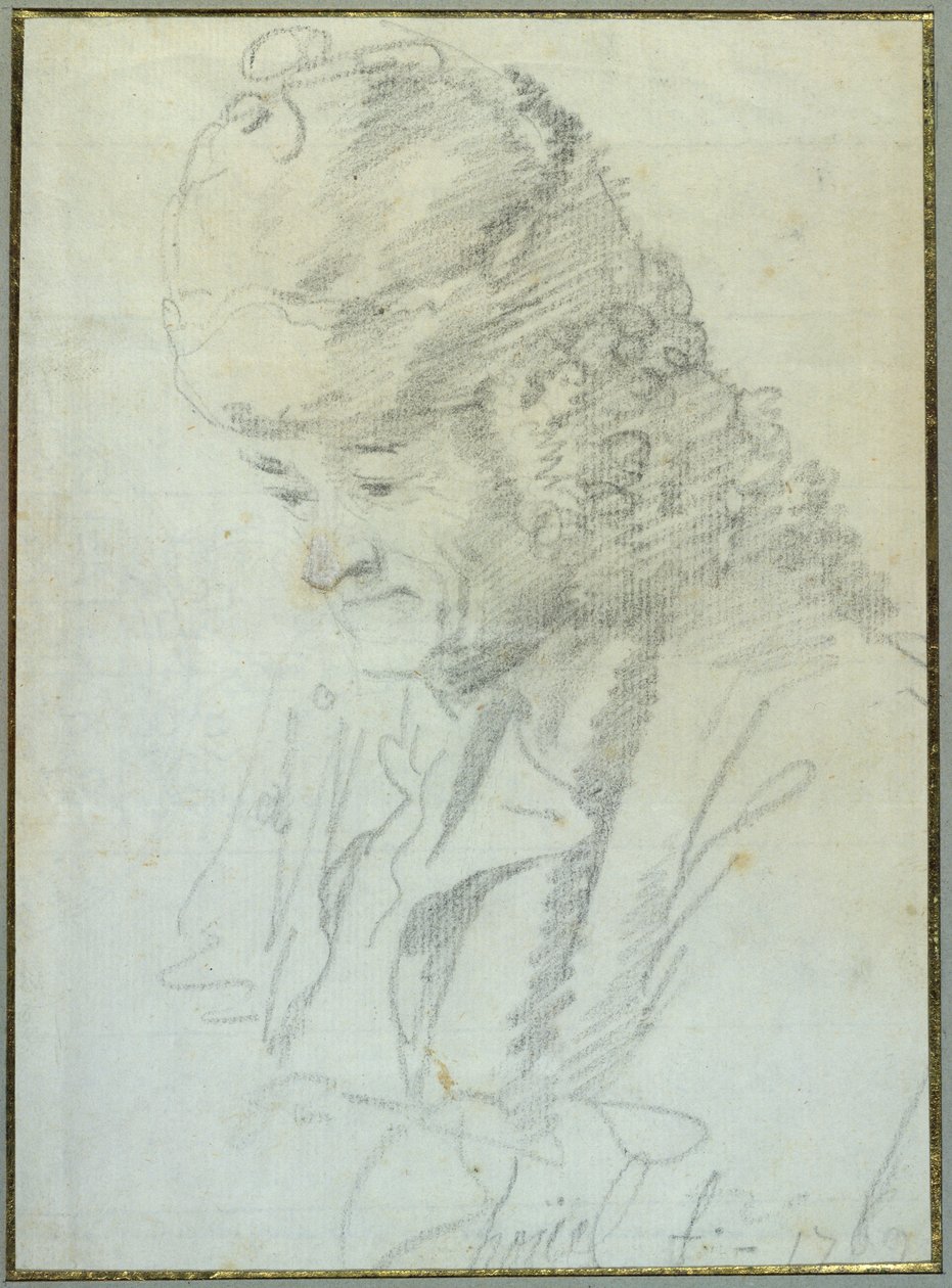 Voltaire (1694-1778) i alderdom, 1769 (fargestift på papir) av Jean Pierre Houel