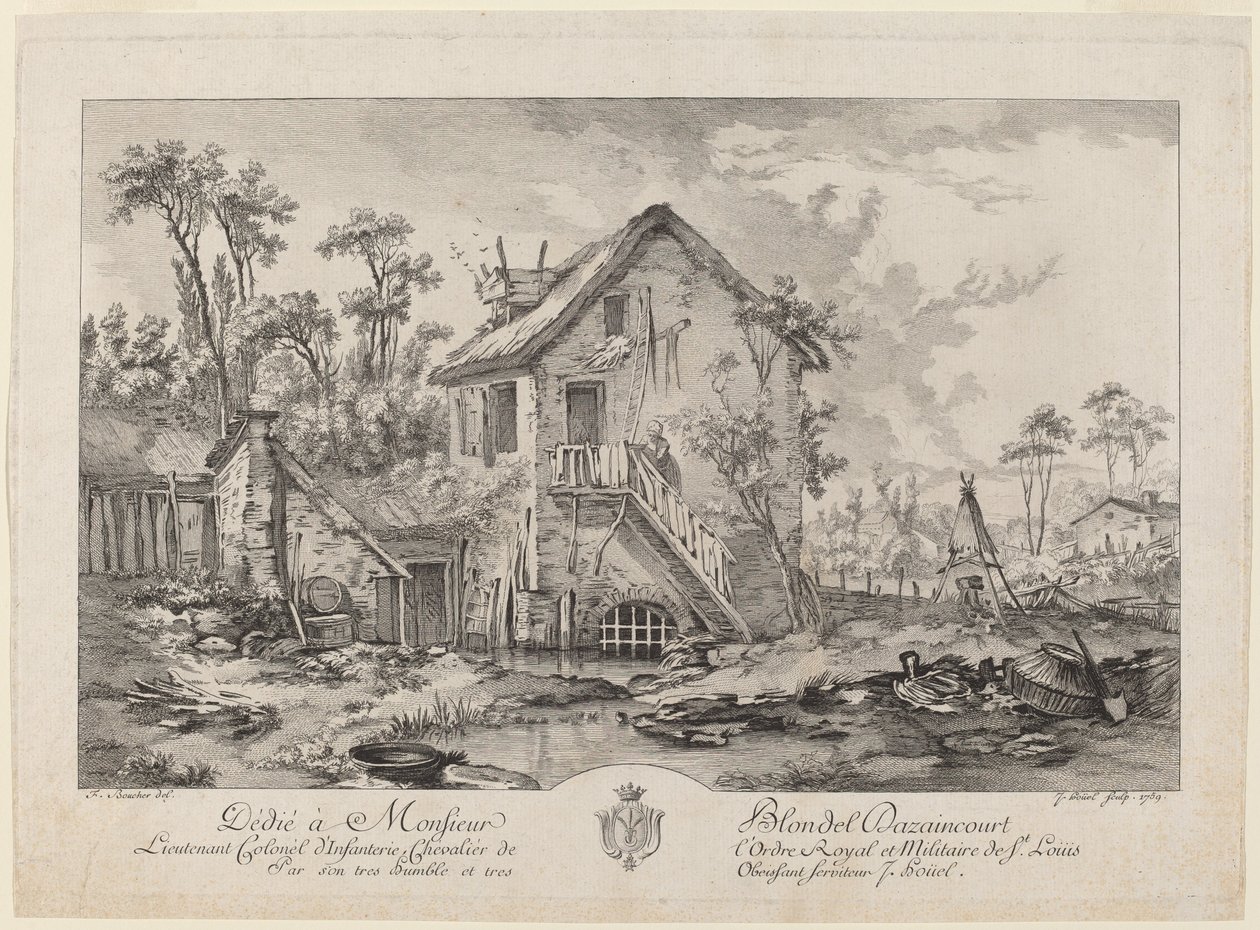 Gårdstun av Jean Pierre Louis Laurent Hoüel after François Boucher