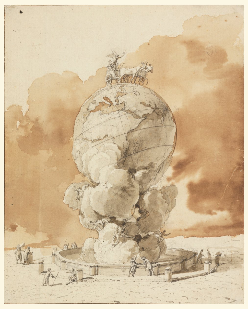 Design for et offentlig monument som skal reises på en Paris plass av Jean Pierre Louis Laurent Houël