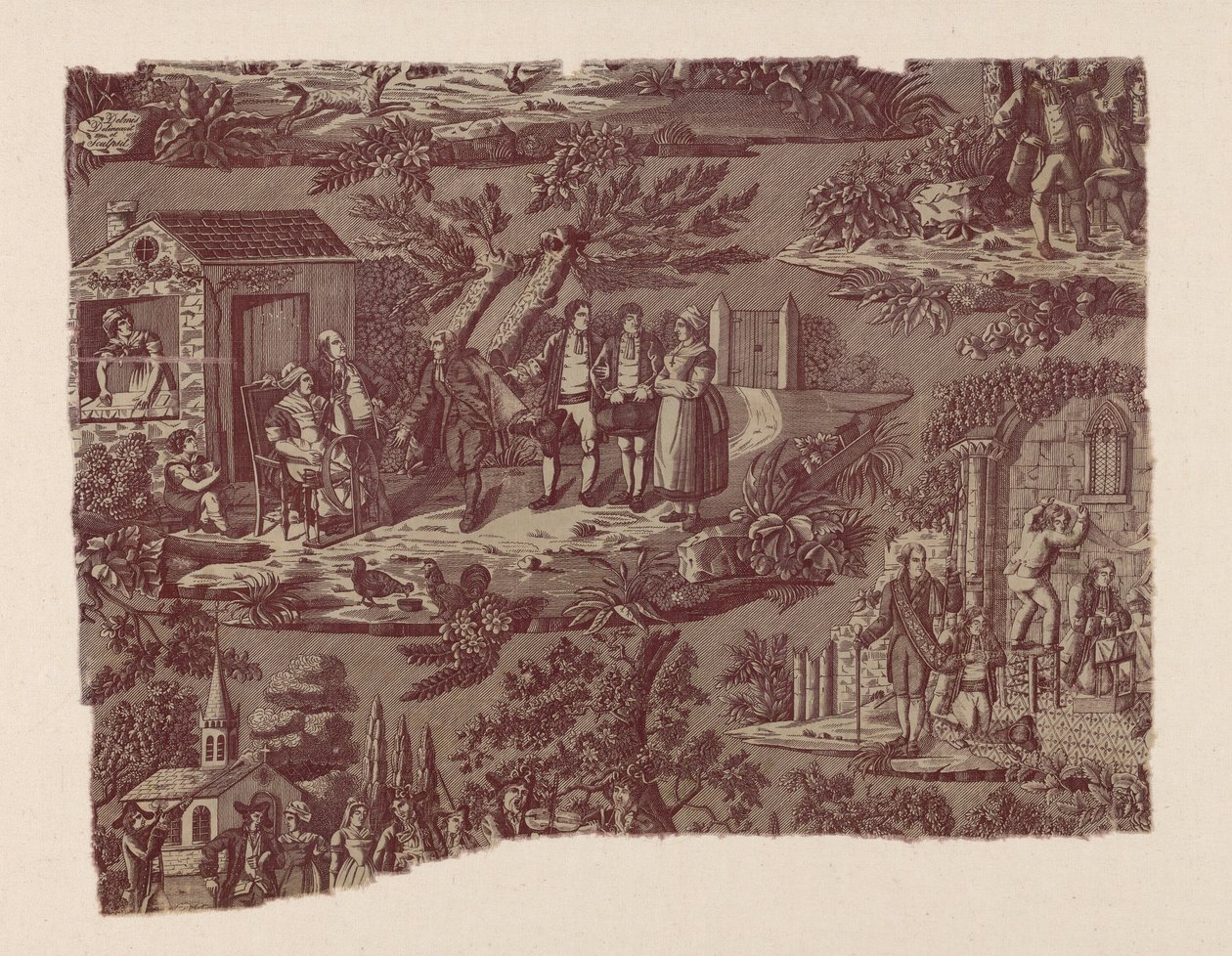 La Noce de Campagne (The Country Wedding) (møbelstoff) av Jean Pierre Marie Jazet