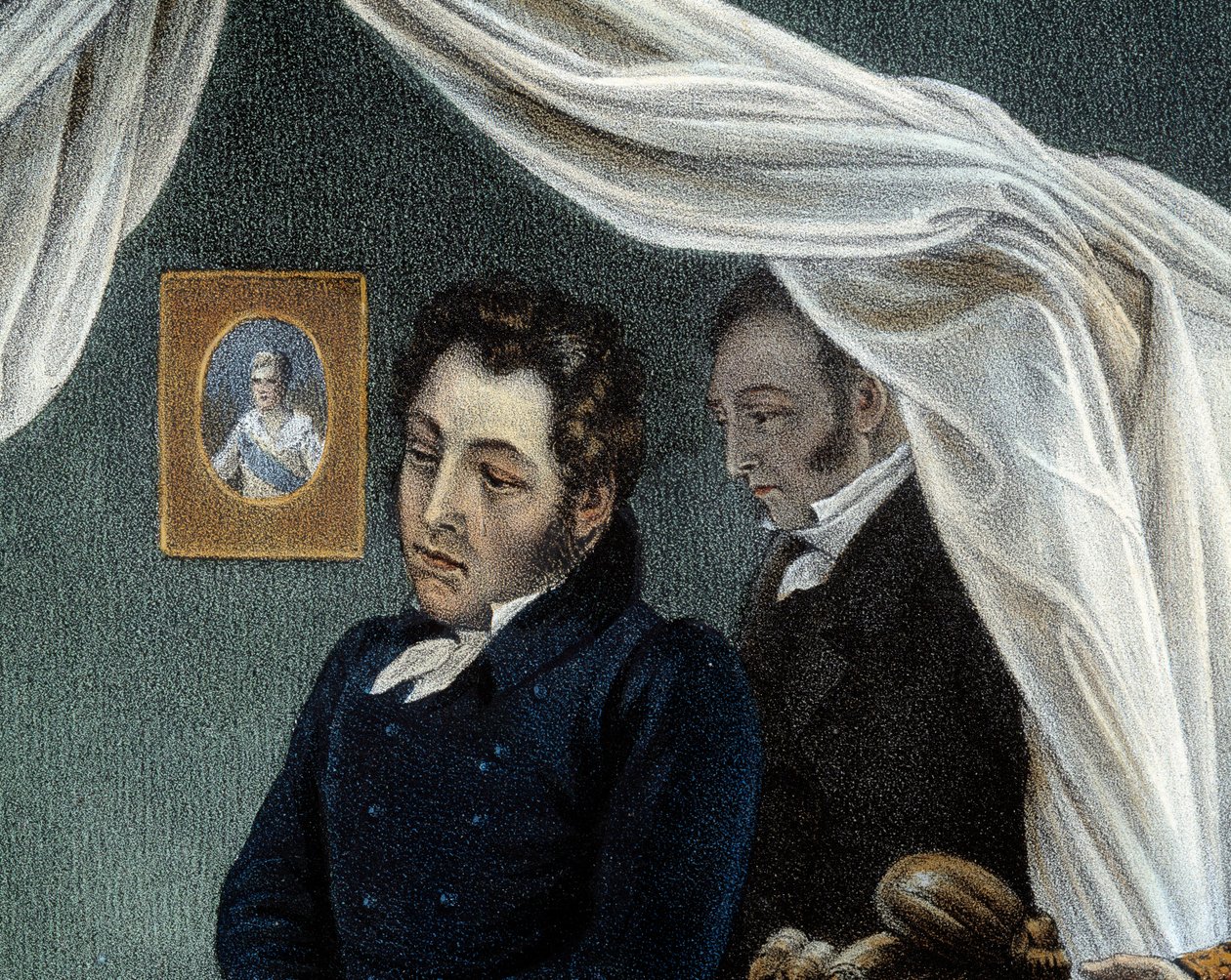 Napoleons død, 5/05/1821 ved Sainte Helene Detalj som representerer Louis Etienne Saint Denis kjent som 