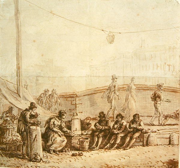 Kaffeselgeren på Pont-Neuf, 1819 av Jean Pierre Norblin de La Gourdaine