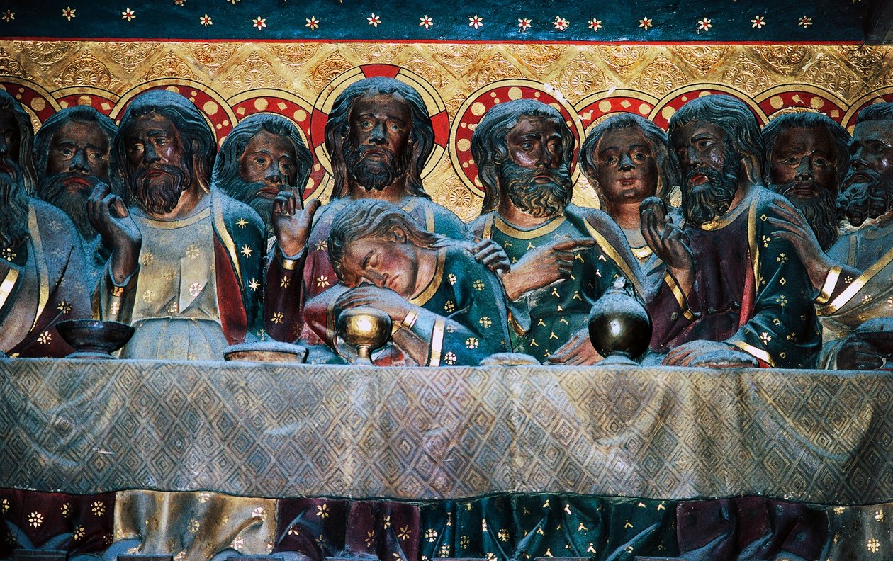 Nattverden, basrelieff av kor med historier fra Kristi liv, av Jean Ravy (død 1345), Notre-Dame-katedralen (UNESCOs verdensarvliste av Jean Ravy