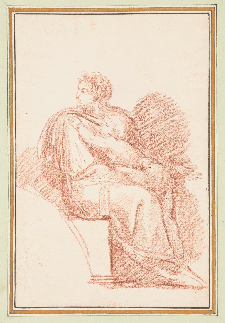 Josiah med Jekonja i armene, Kristi forfedre fra taket i Det sixtinske kapell av Michelangelo av Jean Robert Ango
