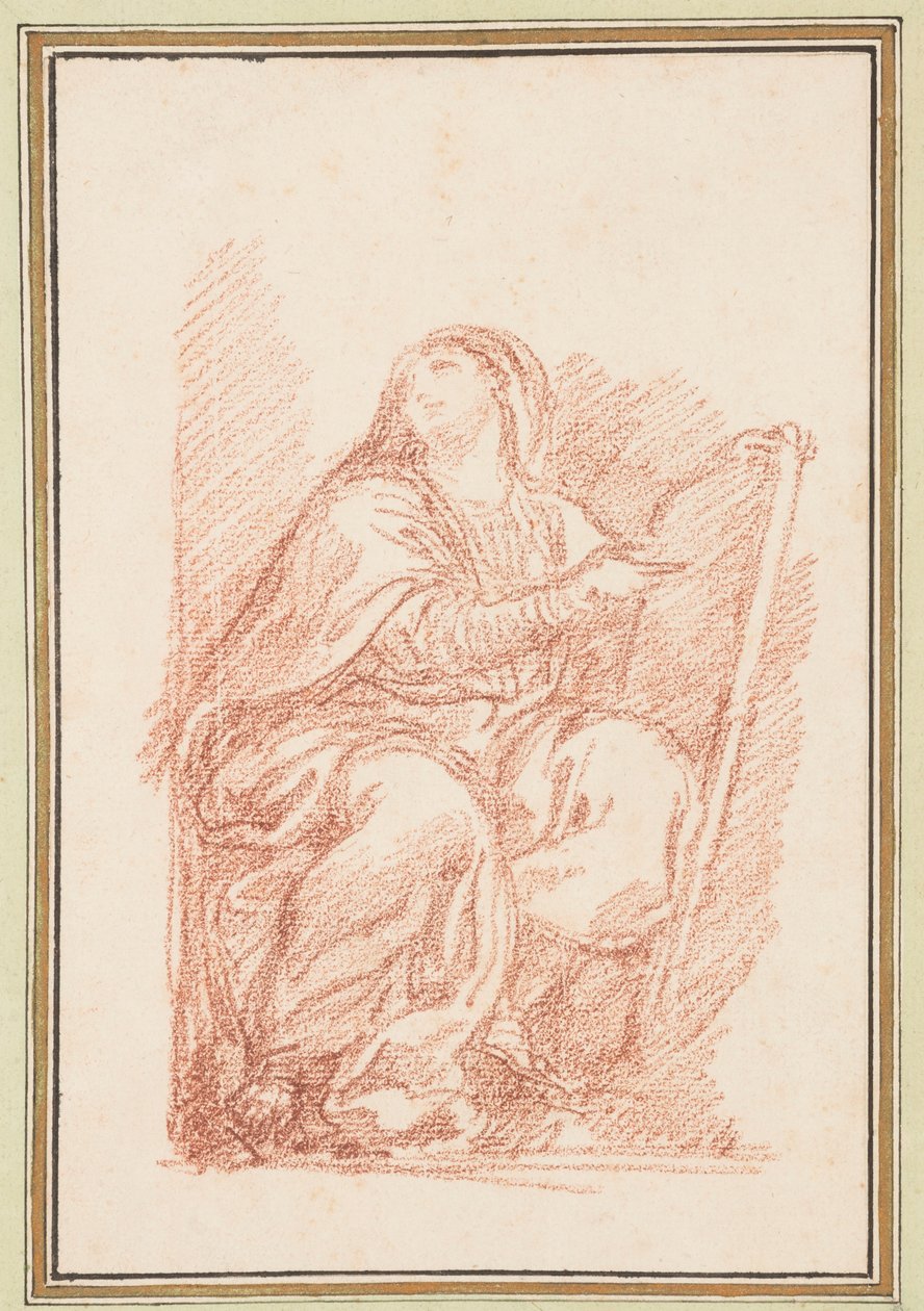 Sittende figur med nettbrett av Jean Robert Ango