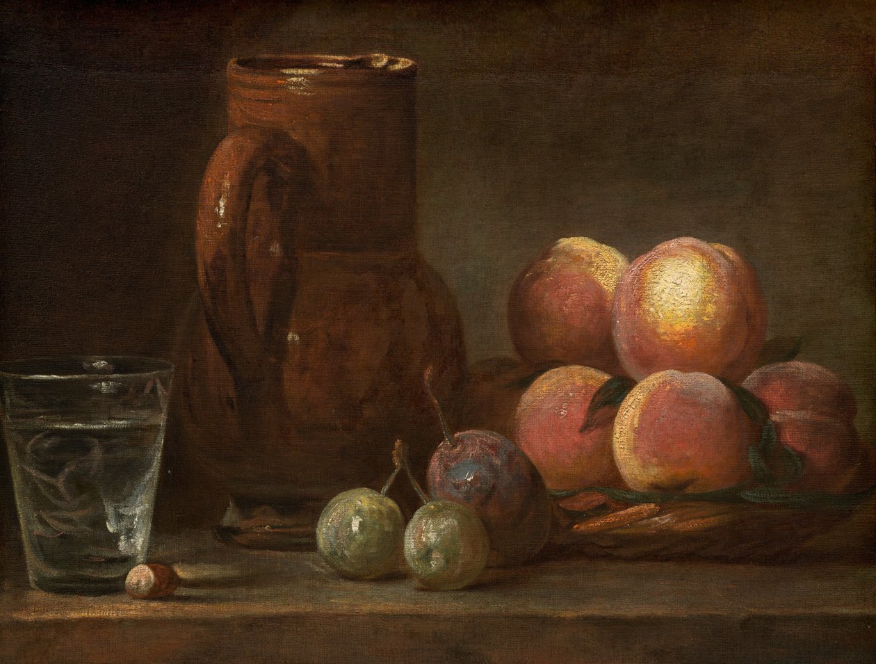 Frukt, kanne og et glass, ca. 17261728. av Jean Baptiste Simeon Chardin