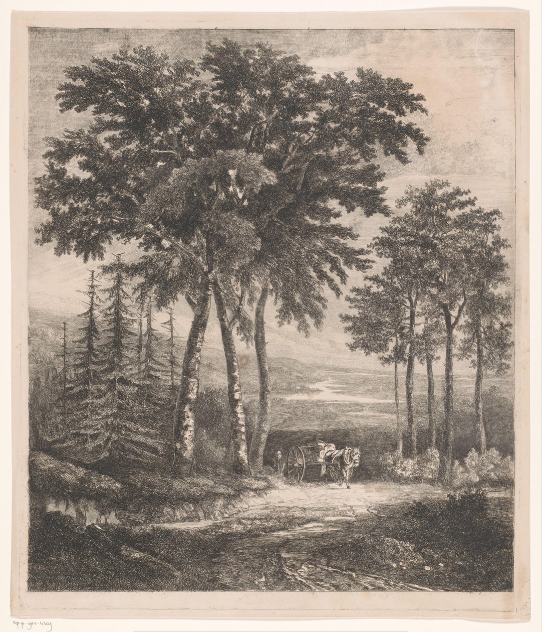 Landskap med hestevogn av Jean Théodore Joseph Linnig