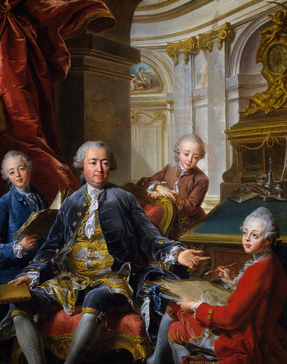 Monsieur Carre de Cande med sine tre sønner av Jean Valade