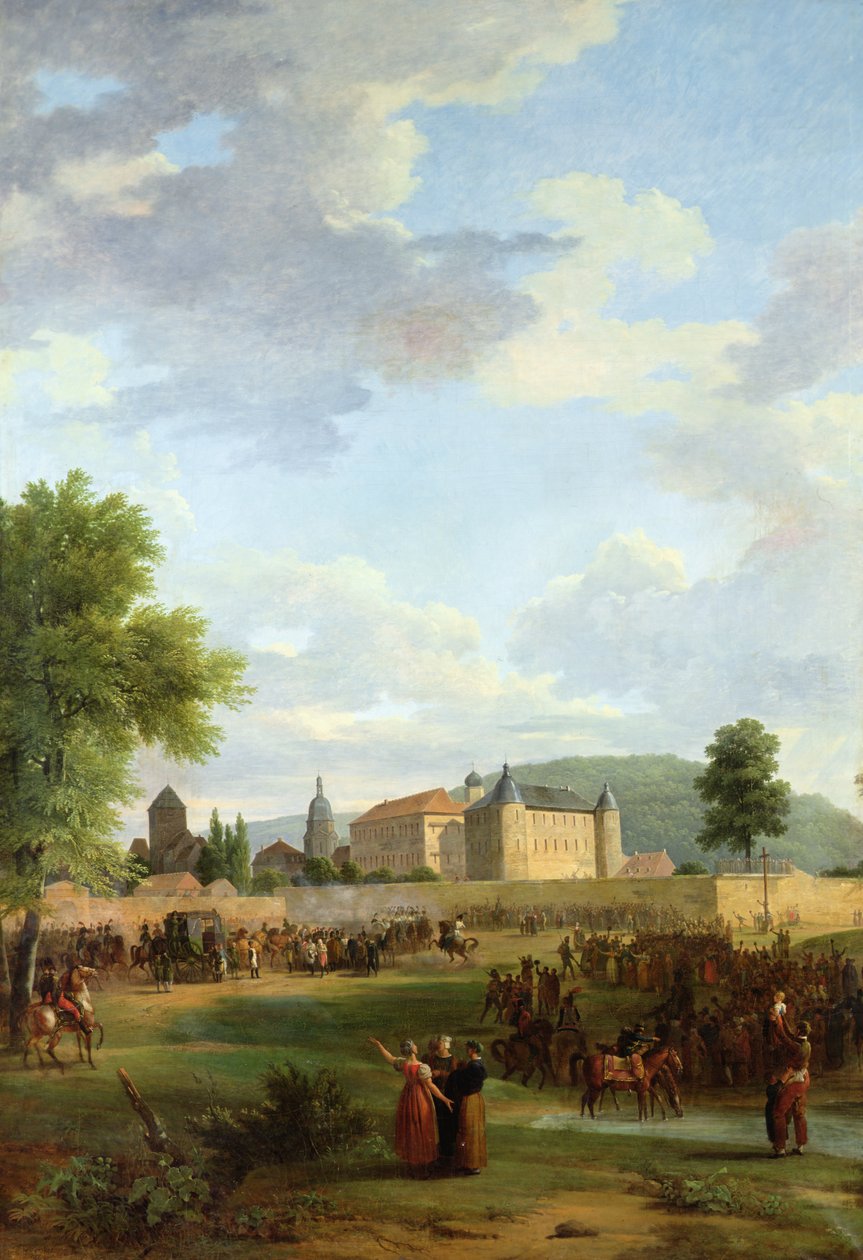 Napoleon mottatt i Ettlingen av Charles Frederick storhertug av Baden av Jean Victor Bertin