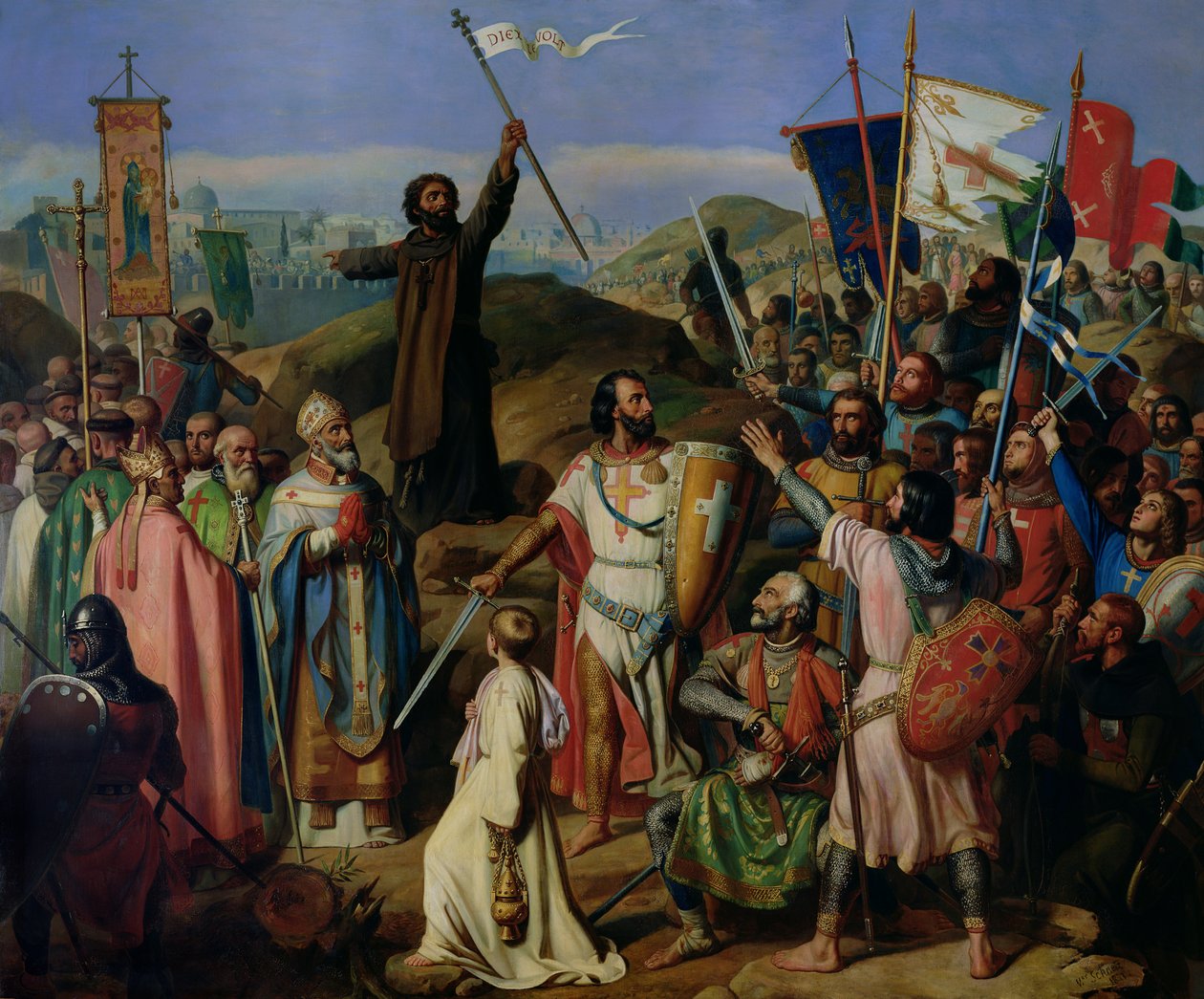 Prosesjon av korsfarere rundt Jerusalem av Jean Victor Schnetz