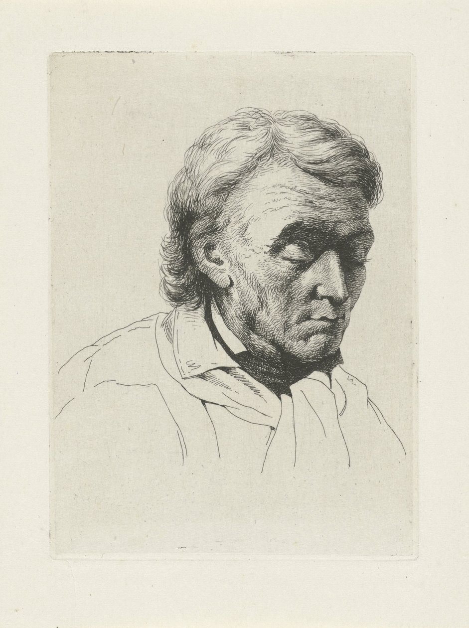Portrett av en gammel mann med lukkede øyne av Jean Zacherie Mazel