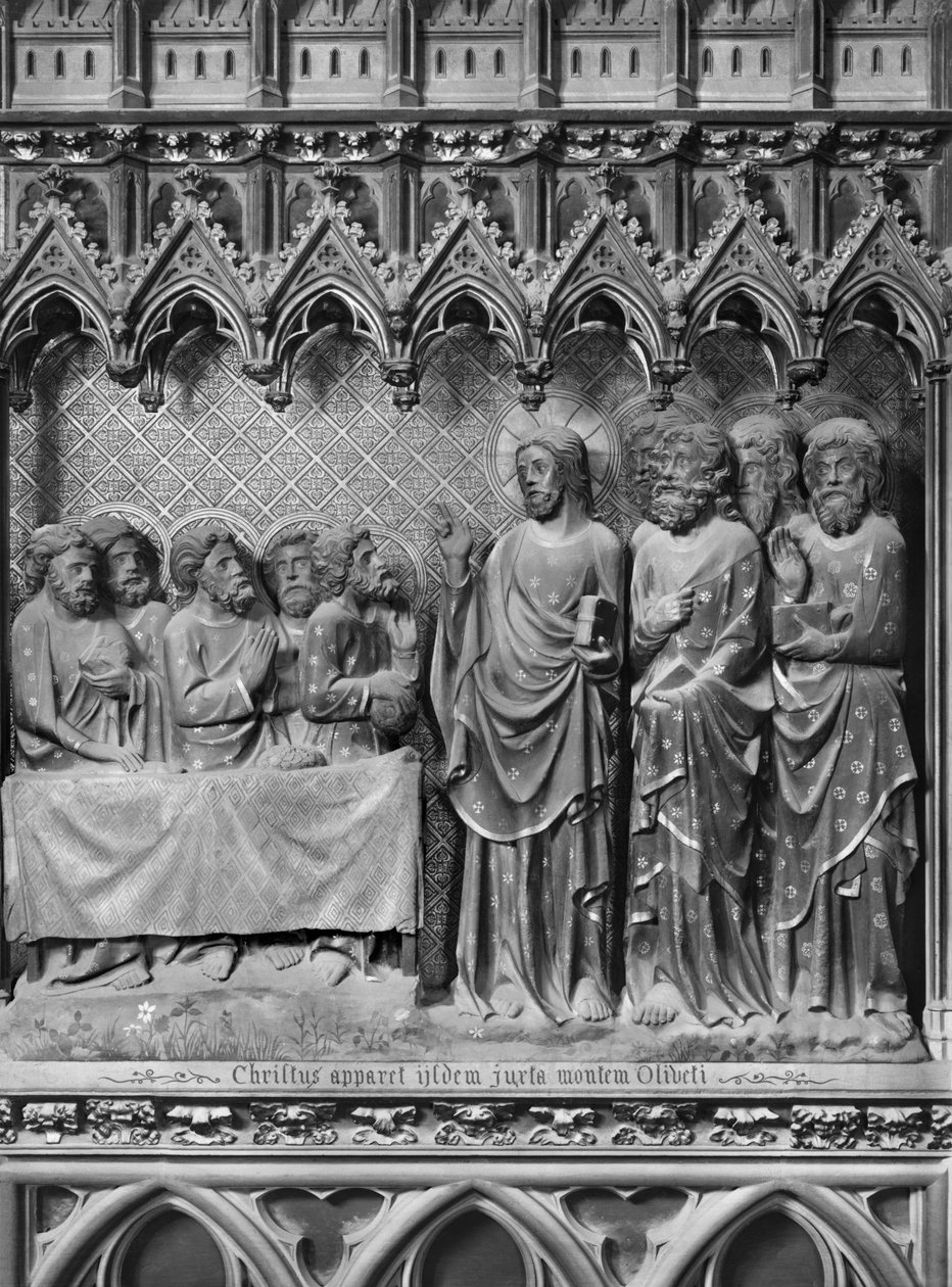 Katedral, interiør, korskjerm, Jesus Kristus vises ved Oljeberget, ca. 1340-51 (polykrom stein) av Jean and Jean Le Boutellier Ravy