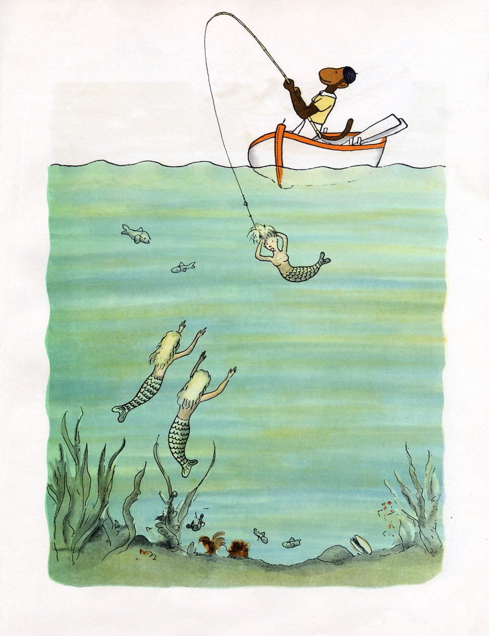 Zephir på fisketur: han fanget en havfrue av Jean de Brunhoff