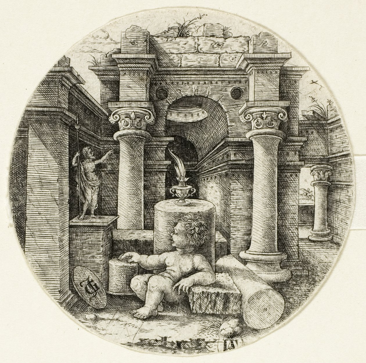 Sittende nakenbarn av Jean de Gourmont
