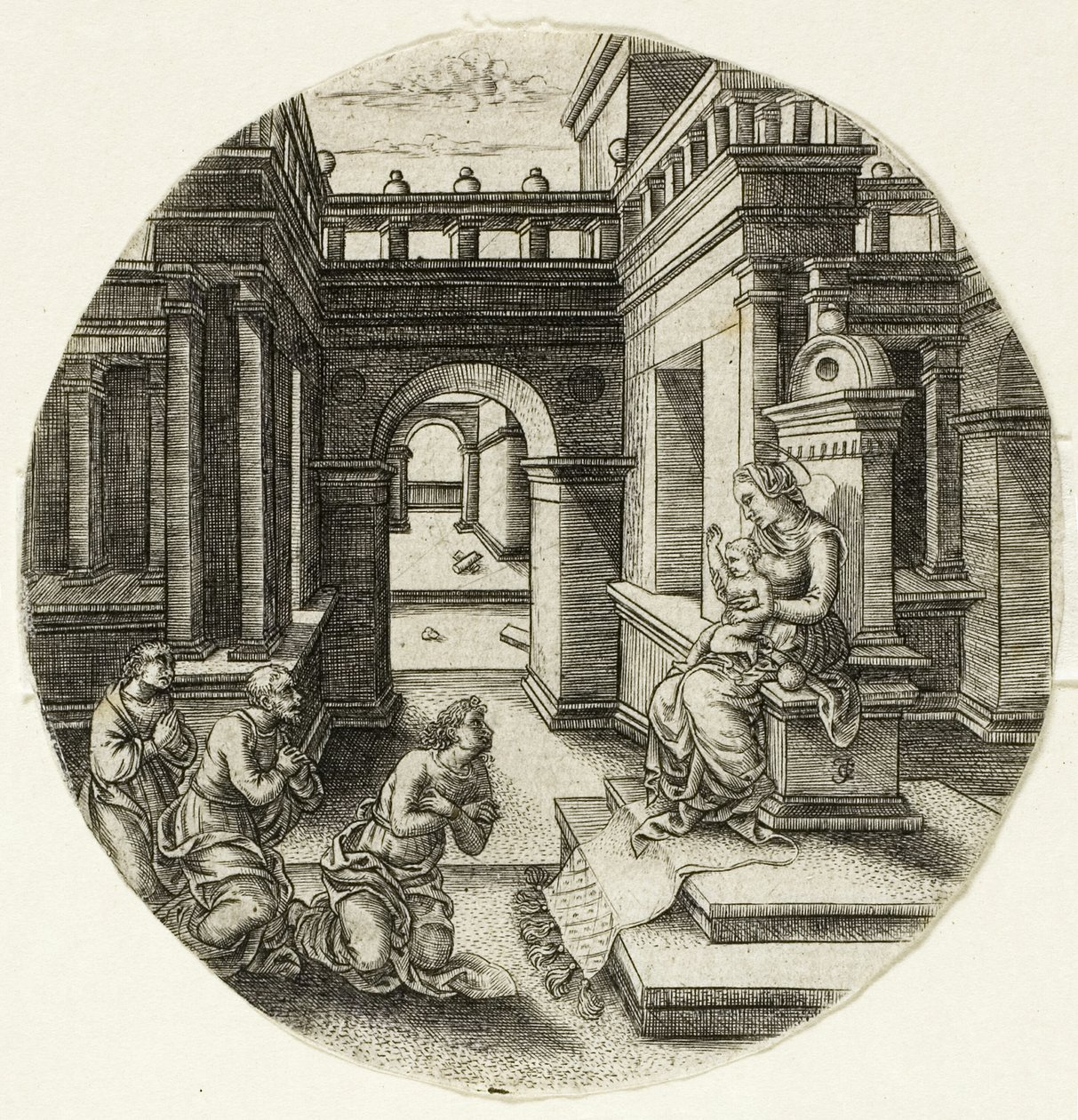 Jomfruen sitter på et alter av Jean de Gourmont