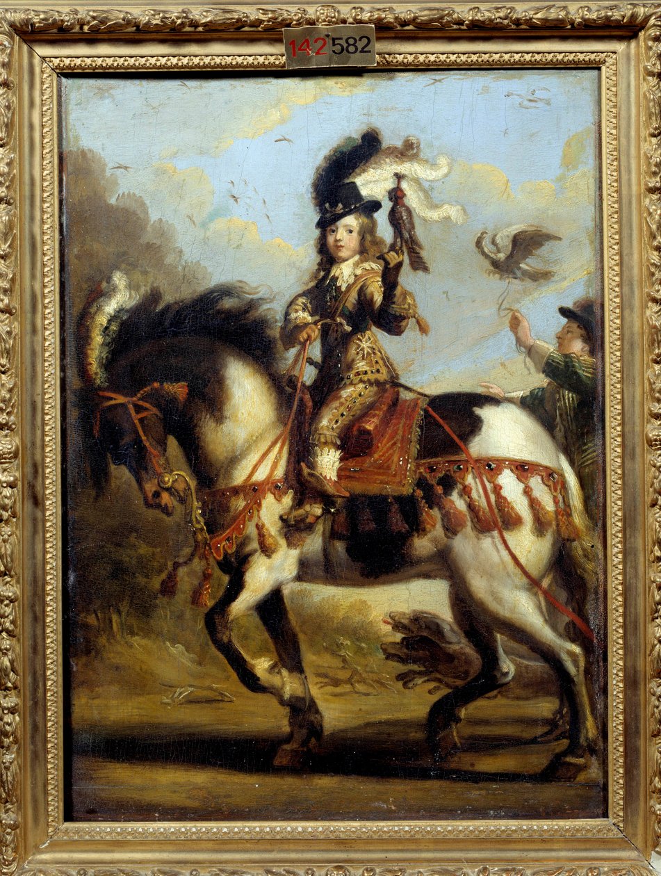 Rytterportrett av den unge Ludvig XIV (1638 -1715) på vei på jakt. Maleri av Jean De Saint Igny (? 1647). Olje på lerret. Mål: 0,41 X 0,30m. Chantilly, Musee Conde av Jean de Saint Igny