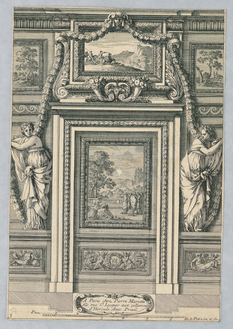 Design for Door, fra "Placarts Out Ornemens" av Jean le Pautre
