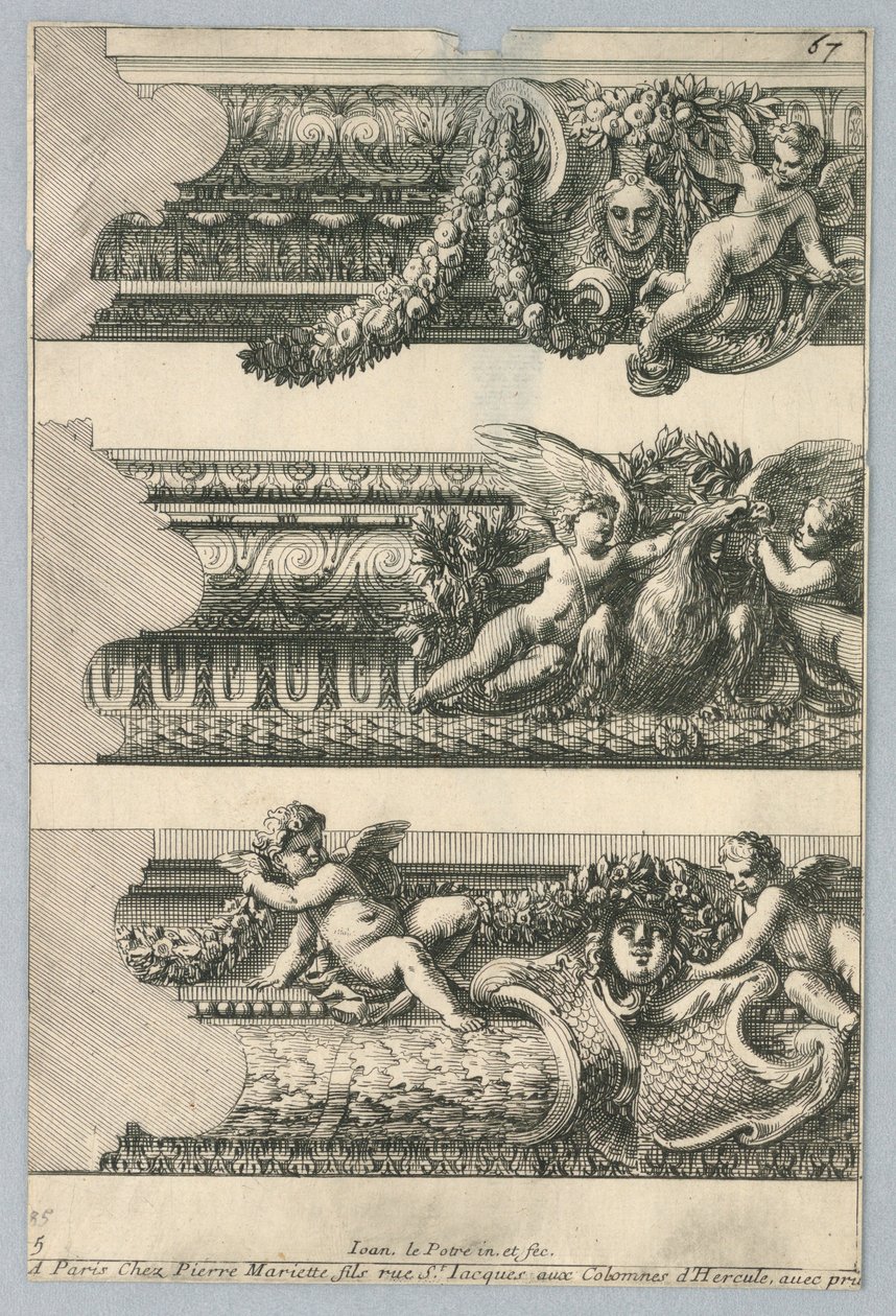 Design for malte rammer, fra "Bordures de Tableau" av Jean le Pautre