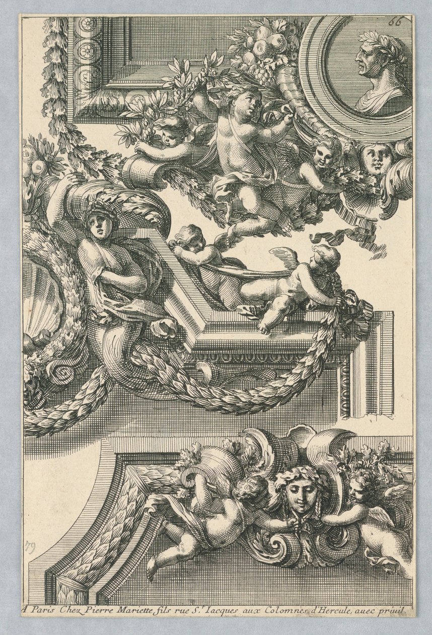 Design for malte rammer, fra "Bordures de Tableau" av Jean le Pautre