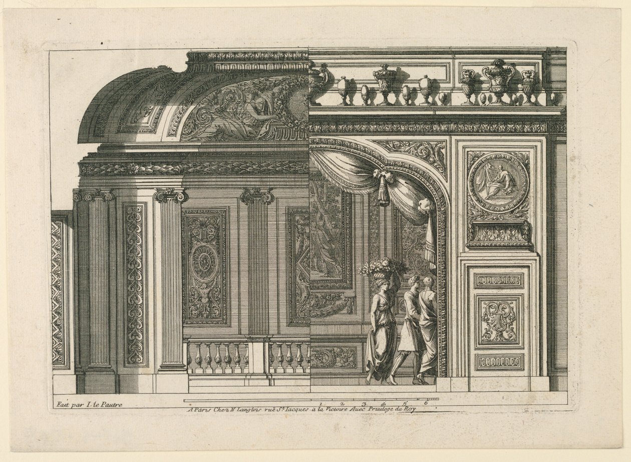 Design for en fransk alkove, fra "Alcoves à le Francoise" av Jean le Pautre