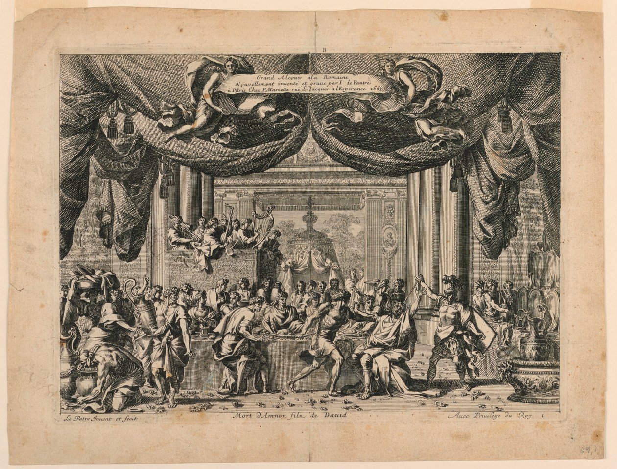 The Death of Amnon, plate 1 fra "Gland Alcoves a la Romaine" av Jean le Pautre