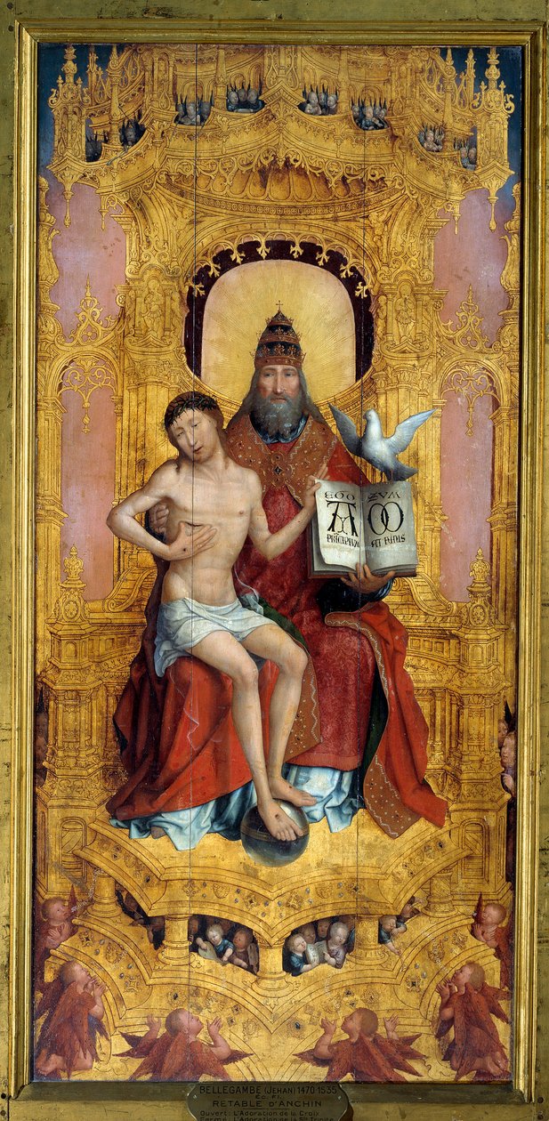 Anchin polyptisk: "" Trinitten""" Sentral del. Maleri på tre av Jean Bellegambe (1470-1535) 162x 75 cm av Jean the Elder Bellegambe