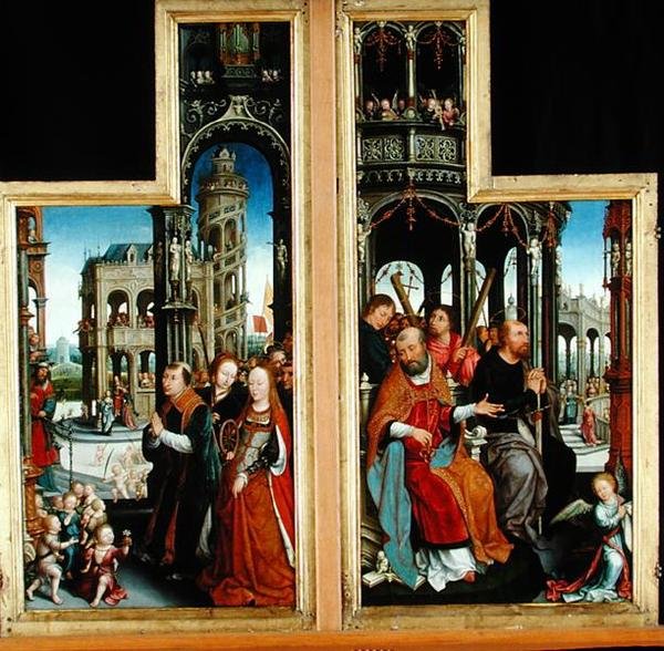 Polyptych of the glorification of the Holy Trinity som skildrer apostler og martyrer, 1509-16 av Jean the Elder Bellegambe