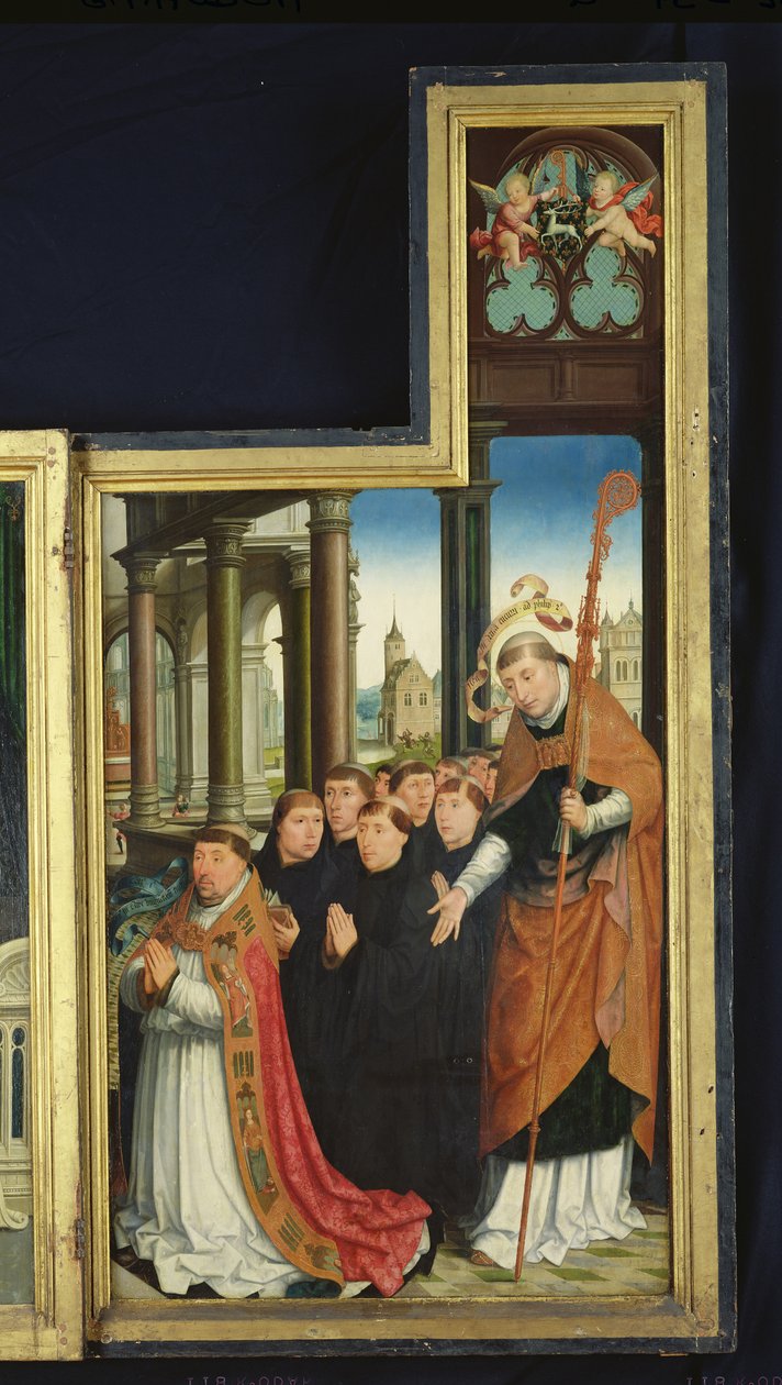 Polyptych of the Glorification of the Holy Trinity, panel som viser munker, 1509-15 av Jean the Elder Bellegambe