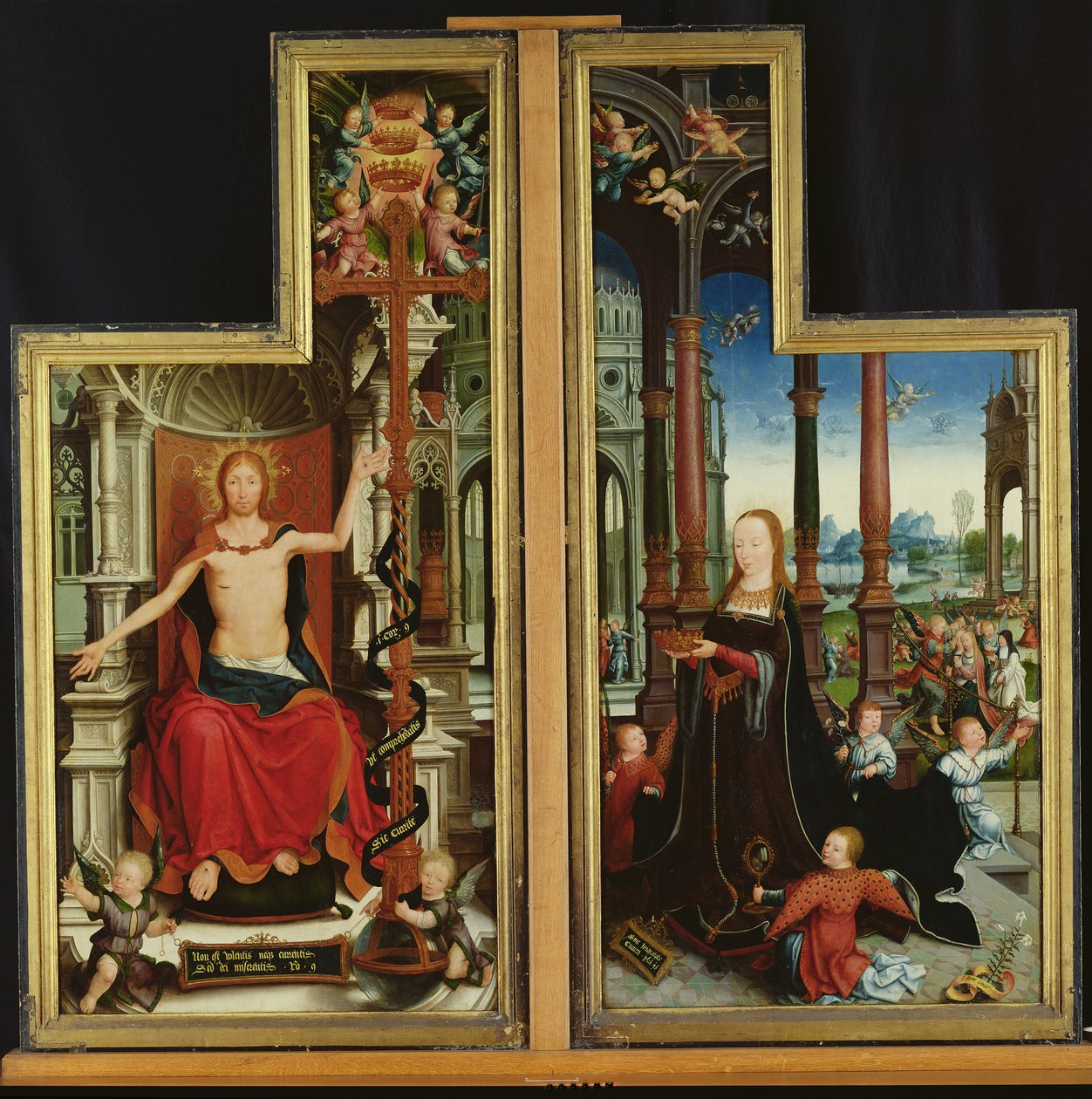 Polyptych of the glorification of the Holy Trinity, paneler som viser Kristus på tronen og jomfruen, 1509-15 av Jean the Elder Bellegambe