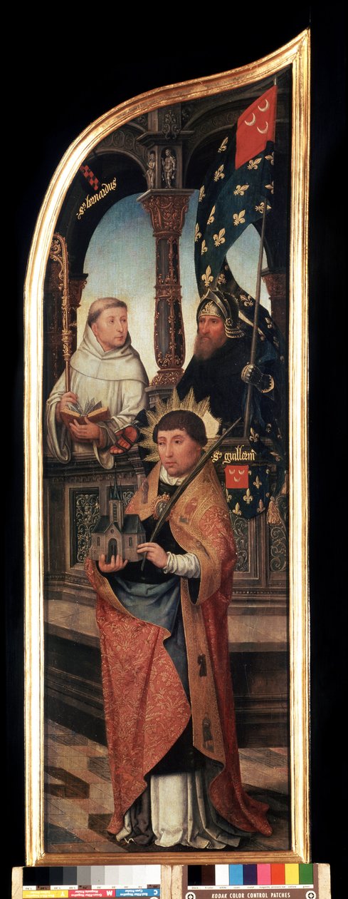 ""Representasjon av Saint William av Brussel, Saint Bernard of Clairvaux (San Bernardo di Chiaravalle)"" Høyre panel av kunngjøringens triptyk (Bebudelsen). Maleri på tre av Jean Bellegambe den eldre (1470-1534) Saint Petersburg, m av Jean the Elder Bellegambe