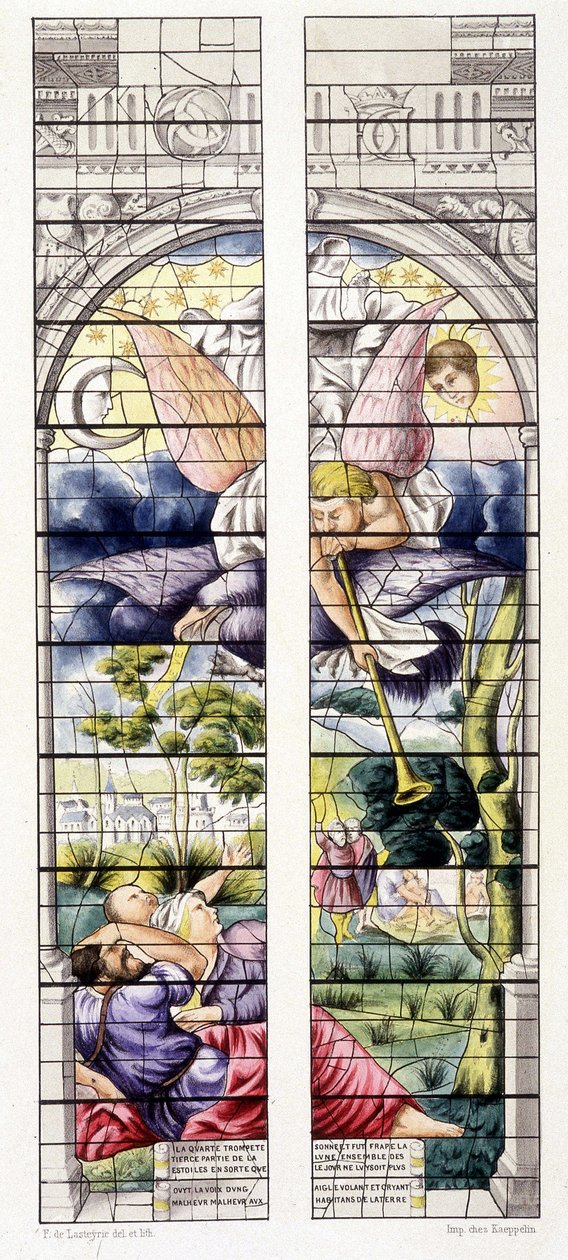 Reproduksjon av en scene av apokalypsen, malt av Jean Cousin den eldste (1490-1560), Holy Chapel of Vincennes av Jean the Elder Cousin