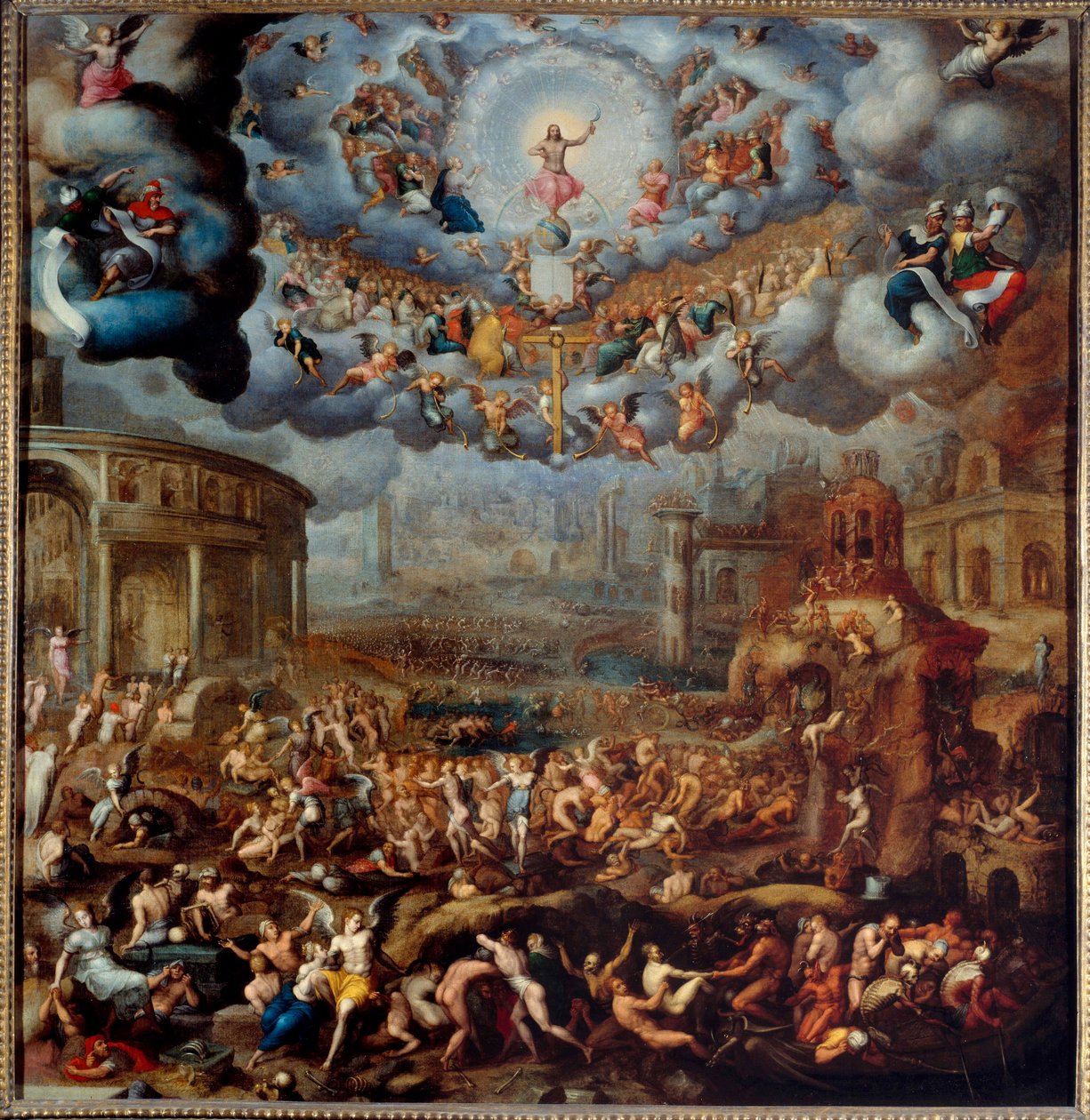 The Last Judgment-maleri av Jean Cousin the Son (1522-1594) 1500-tallets søn. 1,45x1,42 m av Jean the Younger Cousin