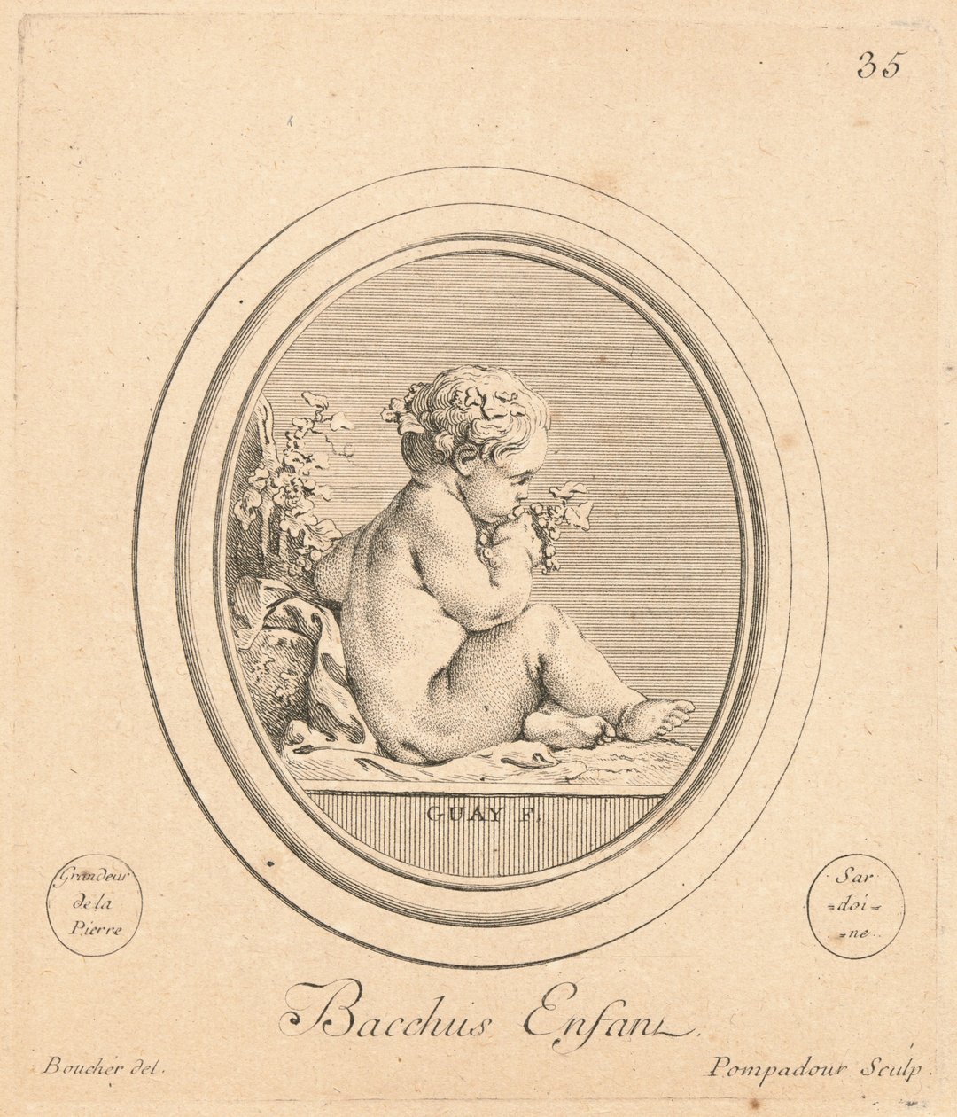 Bacchus enfant av Jeanne Antoinette Poisson, marquise de Pompadour after François Boucher after Jacques Guay
