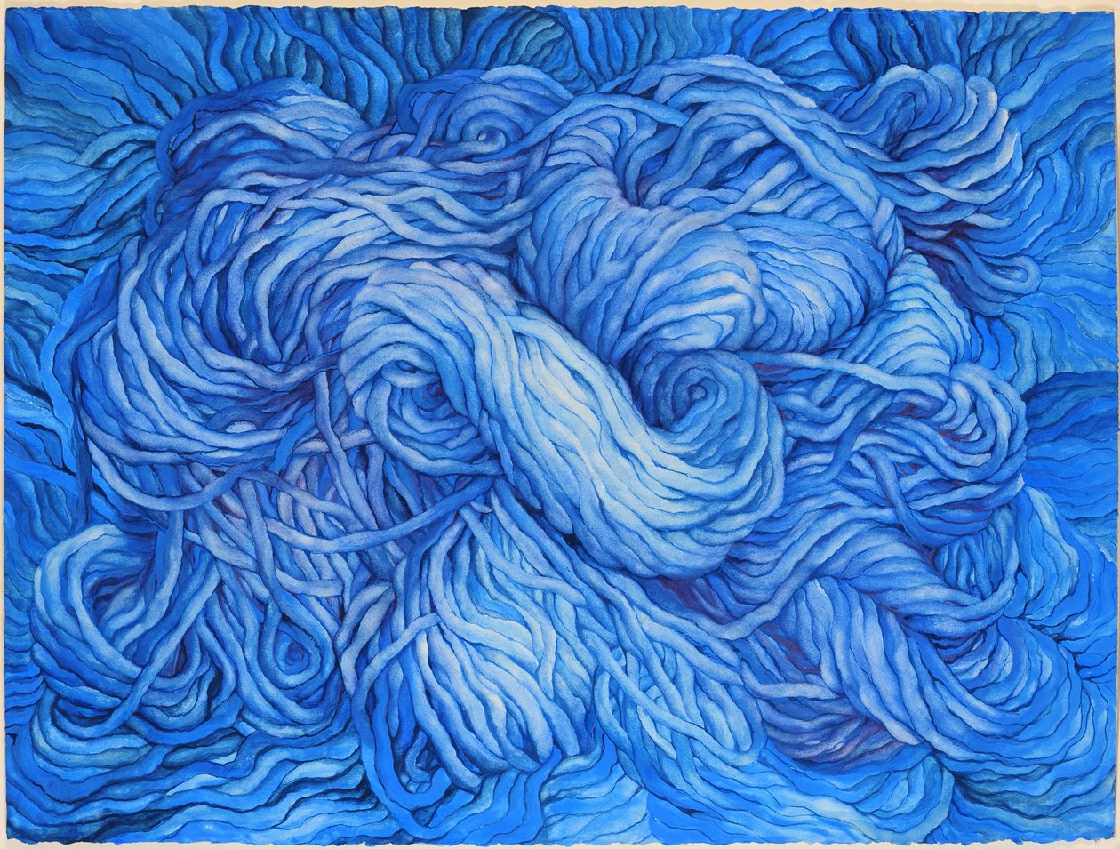 Ull, koboltblå, 2013 (gouache på papir) av Jeanne Maze