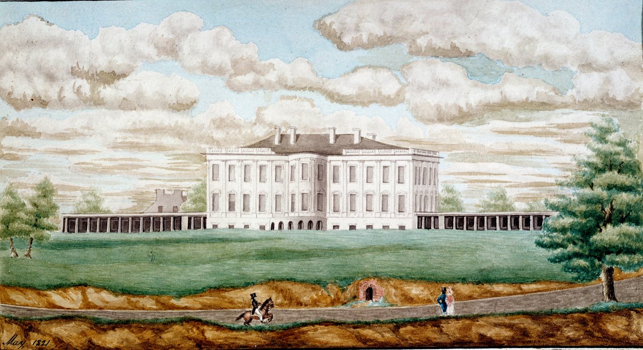 Det hvite hus i Washington Maleri av Jefferson Vail (1743-1826) 1821 Blerancourt, Musee Franco American av Jefferson Vail