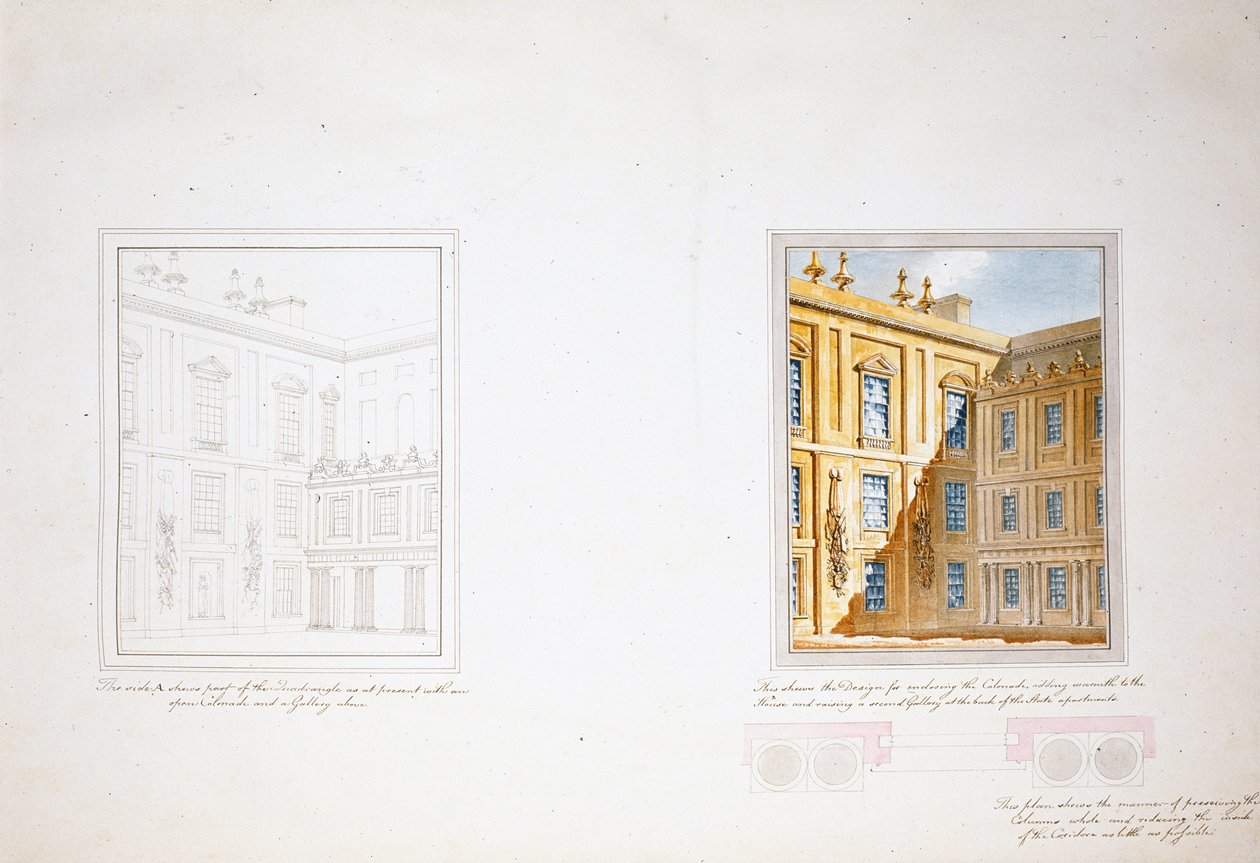 Design for Inner Court, Chatsworth (akvarell på papir) av Jeffry Wyatville